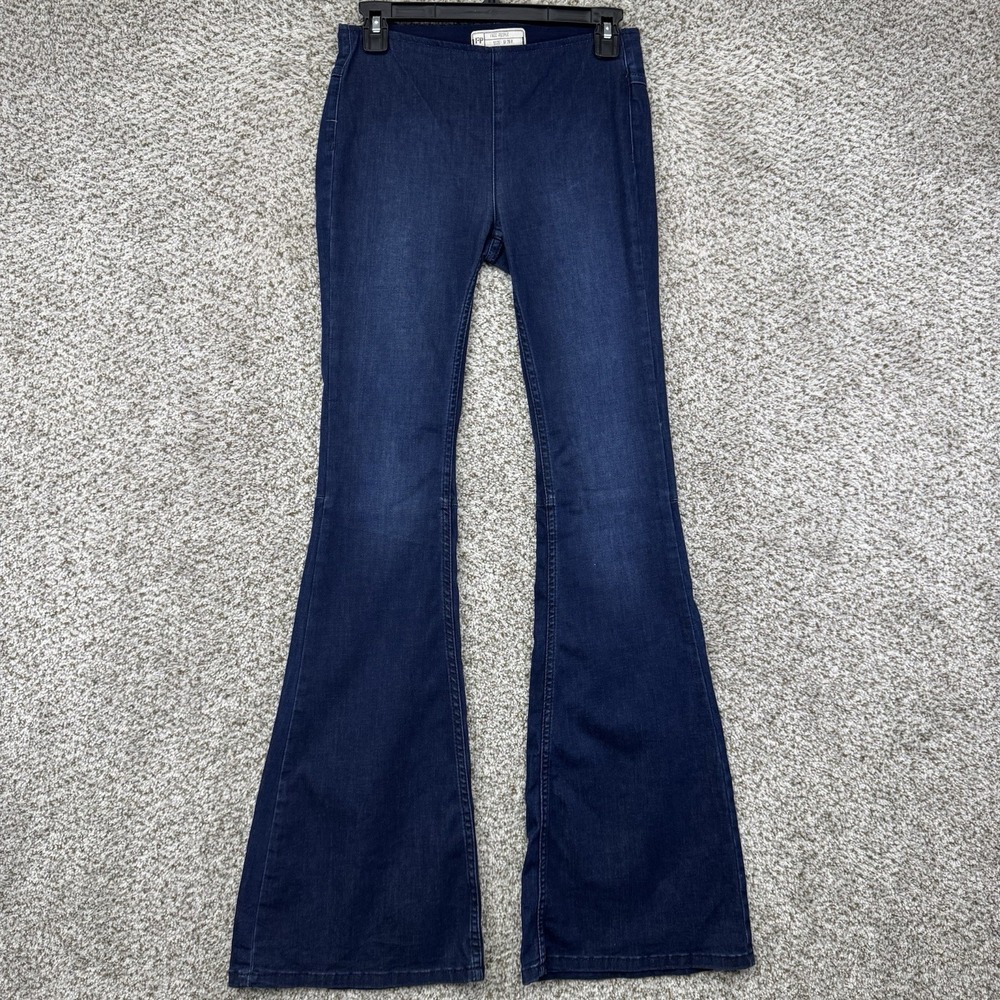 Free People Penny Pull On Flare Jeans Women's Size 26 Flared Stretch Hippie Boho